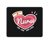 Mouse Pad Enfermera: Vive Ama Salva Vidas Bordes Cosidos Alfombrilla para Ratón Portátil Protector De Escritorio para Pc Trabajo Hogar 10X12In