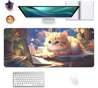 Mouse Pad Gaming Large Mouse Mat 1000x500x3mm,Non-Slip Keyboard Mat with Stitched Edge,Washable Large Desk Pad,Extended Mousepad for Laptop,Office,Home(Gato del Sol)