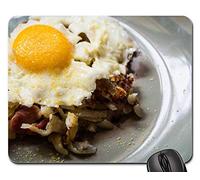 Mouse Pad, Hash Huevos Comida Comida Patata Plato Cocinar Alfombrilla De Ratón Antideslizante Tapete De Juego Bordes Cosidos Mouse Mat para Trabajo Laptop 25X30Cm