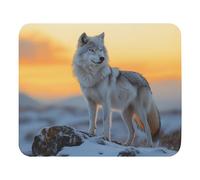 Mouse Pad Lobo Solitario Parado En Una Colina Nevada Duradera Accesorios Ordenador Portátil Alfombrilla Escritorio para Ordenadores Computadora Trabajo 25X30Cm