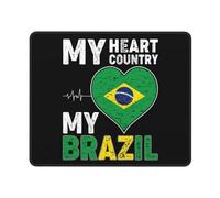 Mouse Pad Mi Corazón, Mi País, Mi Brasil Duradera Alfombrilla Escritorio Lavable Gaming Tapete para Oficina Pc Trabajo 25X30Cm