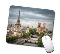 Mouse Pad París Francia. Viajes. Torre Eiffel. Ciudad De Notre-Dame. Bordes Cosidos Alfombrilla Escritorio Impermeable Gaming Tapete para Mujer Portátil Gamer 10X12In