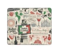 Mouse Pad Patrón Italiano De Bocetos Divertidos Duradera Protector Escritorio Lavable Alfombrilla Escritorio para Juegos Trabajo Oficina 25X30Cm
