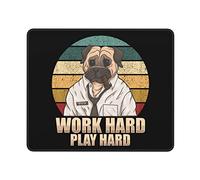 Mouse Pad Perro Pug Trabaja Duro Juega Duro Portátil Alfombrilla Escritorio Lavable Gaming Tapete para Escritorio Ordenador Escritorio Hogar 25X30Cm