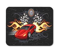 Mouse Pads Blanco Fast Big Red Sports Car Ready to Start Mouse Pad para notebooks