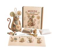 Mouse Sewing Kit | Handmade Craft Set With Fabric Stuffing Buttons Included | DIY Embroidery Project For Creating Decorative Animal Figure Collectibles | Creative Hobby Activity Gift For Beg