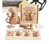 Mouse Sewing Kit | Handmade Craft Set With Fabric Stuffing Buttons Included | DIY Embroidery Project For Creating Decorative Animal Figure Collectibles | Creative Hobby Activity Gift For Beg