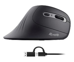 MOUSE VERTICAL EQUIP ERGONOMICO USB-C & USB-A 6 BOTONES 7200DPI COLOR NEGRO