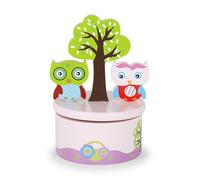 Mousehouse Gifts Caja de música Rosa para bebés Decorada con búhos y con la melodía “It’s a Small World Bautizo o babyshower