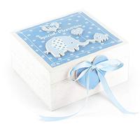 Mousehouse Gifts - Cajita de madera para recuerdos - Con elefantes - Azul