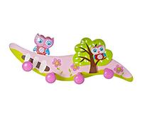 Mousehouse Gifts Perchero de Pared de Madera con Cuatro Ganchos percheros de Pared Infantil Decorado con búho para la habitación de niñas y bebés