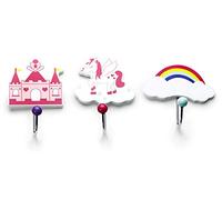 Mousehouse Gifts - Set de 3 percheros infantiles - Madera - Temática fantasía