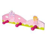 Mousehouse Gifts Triple Gancho percheros de Pared Infantil Hecho de Madera en Color Rosa y decoración de Princesas para la habitación de niñas y bebés