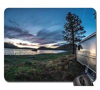 Mousepad, Airstream Trailer RV Camping Atardecer Agua Lago Tapete De Juego Antideslizante Gaming Mouse Pad Professional Alfombrilla De Ratón para Ratón Oficina 25X30Cm