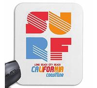 Mousepad alfombrilla de ratón ataque de tiburón California Surf LONG BEACH CITY BEACH Surfing America surf de la onda tabla de surf MAESTROS vela blanca HAI para su portátil, ordenador portátil o PC