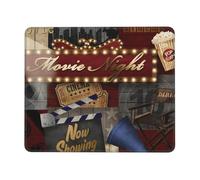Mousepad Cine En Casa Noche De Películas Arte Cinematográfico Bordes Cosidos Alfombrilla De Ratón Impermeable Protector De Escritorio para Gaming Mac Portátil 10X12In