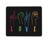 Mousepad Concienciación sobre La Sordera Lenguaje De Señas Amor Bordes Cosidos Mouse Pad Suave Gaming Tapete para Oficina Gaming Juegos 10X12In