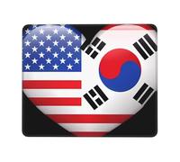 Mousepad Corea del Sur Estados Unidos Bandera Corazón Duradero Alfombrilla para Ratón Bordes Cosidos Tapete Escritorio para Mujer Ordenador Trabajo 10X12In