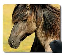 Mousepad de goma personalizado, caballo salvaje del semental con la frontera cosida