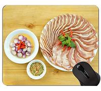 Mousepad Divertido del diseño del Cerdo, Alfombrilla de ráton de la Comida con los Bordes cosidos