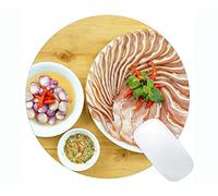 Mousepad Divertido del diseño del Cerdo, Alfombrilla de ráton Redonda de la Comida con los Bordes cosidos
