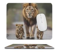 Mousepad Padre León Y Su Hijo Paseando Adorablemente Resistente Alfombrilla Escritorio Bordes Cosidos Tapete Escritorio para Juegos Gamer Hogar 10X12In