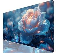 Mousepad XXL 1000x500x3mm Flor Alfombrilla Ratón Grande Gaming Blanco, Tapete Escritorio con Bordes Cosidos, Alfombrilla Ordenador Antideslizante Resistente, Alfombra Ratón para Trabajo, PC H0-414