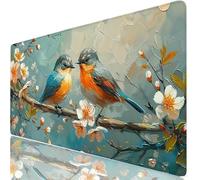 Mousepad XXL 1200x600x3mm Pájaro Alfombrilla Ratón Grande Gaming Planta, Tapete Escritorio con Bordes Cosidos, Alfombrilla Ordenador Antideslizante, Alfombra Ratón para Trabajo Creativo, PC H0-972