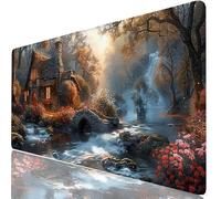 Mousepad XXL 1200x600x3mm Río Alfombrilla Ratón Grande Gaming Flor, Tapete Escritorio con Bordes Cosidos, Alfombrilla Ordenador Antideslizante Resistente Salpicaduras, Alfombra Ratón para PC H0-927