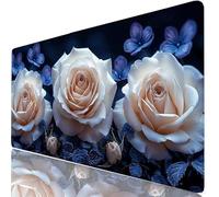 Mousepad XXL 1500x800x3mm Beige Alfombrilla Ratón Grande Gaming Rosa, Tapete Escritorio con Bordes Cosidos, Alfombrilla Ordenador Antideslizante Resistente, Alfombra Ratón para Trabajo, PC H0-909