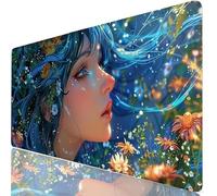 Mousepad XXL 520x250x3mm Crisantemo Alfombrilla Ratón Grande Gaming Mujer, Tapete Escritorio con Bordes Cosidos, Alfombrilla Ordenador Antideslizante, Alfombra Ratón para Trabajo Creativo, PC H0-882