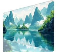 Mousepad XXL 600x400x3mm Montaña Alfombrilla Ratón Grande Gaming Azul, Tapete Escritorio con Bordes Cosidos, Alfombrilla Ordenador Antideslizante Resistente, Alfombra Ratón para Trabajo, PC H0-903