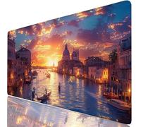Mousepad XXL 600x400x3mm Paisaje Alfombrilla Ratón Grande Gaming Bote, Tapete Escritorio con Bordes Cosidos, Alfombrilla Ordenador Antideslizante Resistente, Alfombra Ratón para Trabajo, PC H0-969