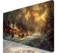 Mousepad XXL 600x400x3mm Papá Noel Alfombrilla Ratón Grande Gaming Invierno, Tapete Escritorio con Bordes Cosidos, Alfombrilla Ordenador Antideslizante, Alfombra Ratón para Trabajo Creativo, PC H0-978