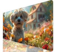 Mousepad XXL 600x400x3mm Perro Alfombrilla Ratón Grande Gaming Blanco, Tapete Escritorio con Bordes Cosidos, Alfombrilla Ordenador Antideslizante Resistente, Alfombra Ratón para Trabajo, PC H0-948
