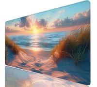 Mousepad XXL 700x400x3mm Césped Alfombrilla Ratón Grande Gaming Mar, Tapete Escritorio con Bordes Cosidos, Alfombrilla Ordenador Antideslizante Resistente Salpicaduras, Alfombra Ratón para PC H0-975