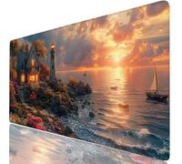 Mousepad XXL 800x300x3mm Faro Alfombrilla Ratón Grande Gaming Cabina, Tapete Escritorio con Bordes Cosidos, Alfombrilla Ordenador Antideslizante Resistente, Alfombra Ratón para Trabajo, PC H0-963