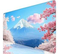 Mousepad XXL 900x400x3mm Monte Fuji Alfombrilla Ratón Grande Gaming Flores De Cerezo, Tapete Escritorio con Bordes Cosidos, Alfombrilla Ordenador Antideslizante, Alfombra Ratón para Trabajo, PC H0-921