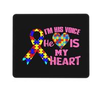 Mousepad, Yo Soy Su Voz Él Es Mi Corazón Autismo Alfombrilla De Escritorio Ergonómico Tapete De Juego Portátil Alfombrilla Raton para Juegos Oficina 25X30Cm