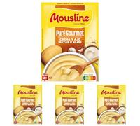 Mousline - Puré de Patata Deshidratado en Copo, Crema de Leche, Ajo y Especias, Sin Gluten, Conservantes ni Colorantes 195gr (Paquete de 4)