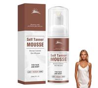 Mousse autobronceador para rostro y cuerpo, autobronceador para un bronceado natural y sin manchas, bronce, con aceite de coco, aloe vera (1, 60 ml)