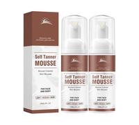 Mousse autobronceador para rostro y cuerpo, autobronceador para un bronceado natural y sin manchas, bronce, con aceite de coco, aloe vera (2, 60 ml)
