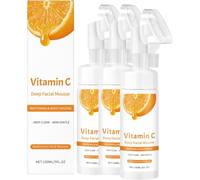 Mousse de limpieza facial profunda, extracto natural de naranja y vitamina C, desmaquillante para rostro y ojos, con cepillo de masaje de silicona, limpieza profunda para todo tipo de piel