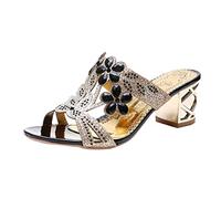 Mouth Fish Sandals Femeninas Fashion Heel With High Slippers y Rhinestone Heel Sandalias Femeninas (Black, 39)