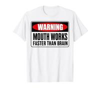 Mouth Works Faster Than Brain Funny Gen Z Yapping Meme Camiseta gráfica económica, Hombre, Blanco, L