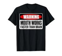 Mouth Works Faster Than Brain Funny Gen Z Yapping Meme Camiseta gráfica económica, Hombre, Negro, M