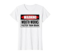 Mouth Works Faster Than Brain Funny Gen Z Yapping Meme Camiseta gráfica económica, Mujer, Blanco, M