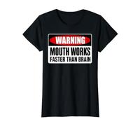 Mouth Works Faster Than Brain Funny Gen Z Yapping Meme Camiseta gráfica económica, Mujer, Negro, M