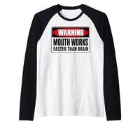 Mouth Works Faster Than Brain Funny Gen Z Yapping Meme Camiseta Manga Raglan