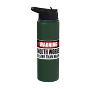 Mouth Works Faster Than Brain Funny Gen Z Yapping Meme Stainless Steel Insulated Water Bottle